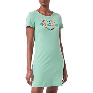 Love Moschino Dames Heart Multicolor Foil Print. Jurk, groen, 40