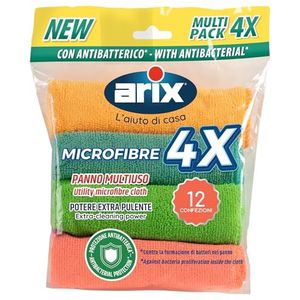 Arix | 48 multifunctionele microvezels met antibacteriële eigenschappen, 30 x 30 cm, microvezeldoeken voor reiniging, extra reinigingskracht, geschikt voor alle oppervlakken, multifunctionele