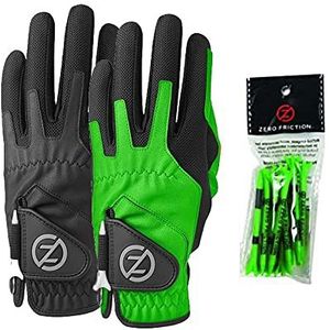 Zero Friction Mannen Compression-Fit Synthetische Linkerhand Universele Fit Golf Handschoen 2 Pack, One Size, Zwart/Lime