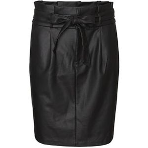 VERO MODA Dames Vmeva Hr Paper Coated SKT Ga Ptt Noos PU Rok, Zwart//Aop: gecoat, XXS Petite