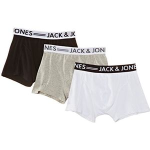 JACK & JONES Mens Sense 3 Pack Contrast Tailleband Stretch Boxer Slips, Zwart/Wit/Grijs, M