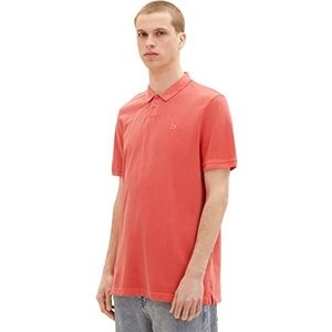 TOM TAILOR Denim Heren Overdye poloshirt met geborduurd logo, 11042 - Plain Rood, XS