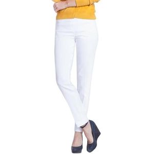 SLIM-SATION Women's Wide Band Pull On Ankle Pant with Tummy Control, White, 8