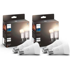 Philips - Hue White - E27 Lamp - 4-pak - 4x1055lm - Dimbaar - Warm Wit Licht