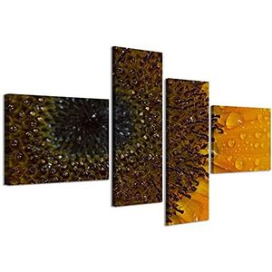 Stampe su Tela Sunflowers2 Moderne kunstdruk op canvas, 4 panelen, klaar om op te hangen, 200 x 100 cm