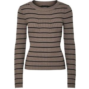 PIECES Dames Pccrista Ls O-Neck Knit Noos Bc Pullover, Morel/Stripes: zwart smal, S