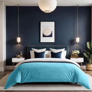 Ranforce - Dekbedovertrek - Turquoise - Single XXL - 155 x 220 cm - 100% Katoen - Knoopsluiting - Machinewasbaar