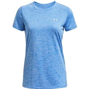 Under Armour Tech korte mouw - Twist, dames T-shirt gemaakt van 4-weg stretchstof, ultralicht en ademend hardloopkleding Dames, Blauw, XS/S