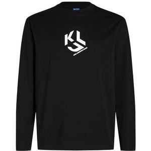 Karl Lagerfeld Jeans, Heren, Regular Lange Mouw Monogram Logo Tee, Regular Fit, Zwart, S