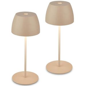 Set van 2 Tafellampen - Beige - LED - Oplaadbaar - Dimbaar