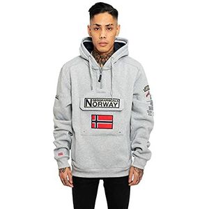 Geographical Norway GYMCLASS Men - kangoeroezak sweatshirt voor heren - logo sweatshirt - lange mouwen hoodie - sport regular sweatshirt (), Lichtgrijs, XXL