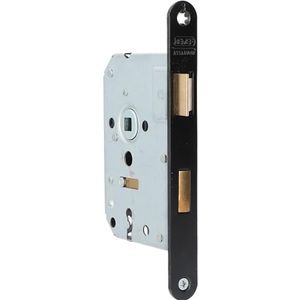 Nemef - deurslot afsluitbaar - 1266/3 - afstand 55mm - zwart gelakte voorplaat - binnendeuren - incl. sluitplaat, 2 sleutels en bevestigingsmateriaal