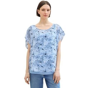 TOM TAILOR T-shirt voor dames, 36411 - Blue Mixed Flower, XXL