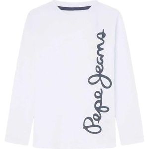 Pepe Jeans Waldo L/S T-shirt voor jongens, Wit (wit), 10 jaar