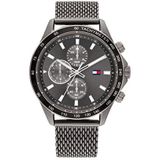 Tommy Hilfiger Analoge multifunctionele quartz horloge voor mannen met metalen roestvrijstalen mesh armband - 1792019, Grijs, armband