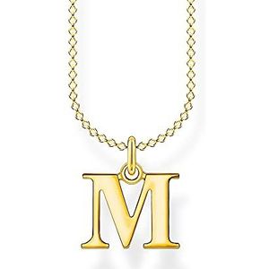 THOMAS SABO Dames halsketting met de letter M 925 sterling zilver 750 geelgoud verguld, lengte: 38cm - 45cm, KE2022-413-39-L45V, 38/45 cm, Zilver, Geen edelsteen
