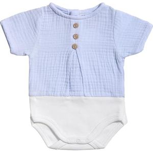 BABIDU Babybody met korte mouwen van 100% katoen, babybody voor pasgeborenen van zachte bamboestof, ademend en hypoallergeen voor de gevoelige huid, knoopsluiting, uniseks kleding voor jongens