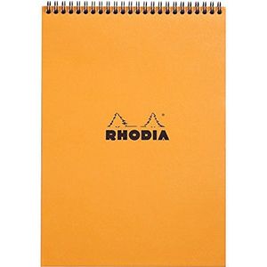 Rhodia 115009C - spiraalbindingsblok (spiraalbinding) zwart, A7 (7,4 x 10,5 cm), 80 uitneembare bladen, 5 x 5 cm, Clairefontaine wit papier, 80 g/m2 gelijnd A4 (21x29,7 cm) Oranje