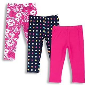 Chicco Set katoenen leggings in Capri-stijl, Sportbroek Meisjes, Fuchsia, 18 maanden (pakket van 3)