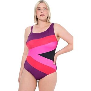 Ulla Popken - Badpak - Pink - Soft Cup - Bustier - Zonder Beugel - Color-Blocking