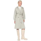 Trendyol Vrouwen Outdoor Khaki Belden Spreiding en Riem Gedetailleerde Lange Oversized Trenchcoat, Licht Kaki, 60
