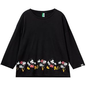 United Colors of Benetton T-Shirt M/L 3Y5E3M04J, Zwart 100, M Vrouwen, Nero 100, M