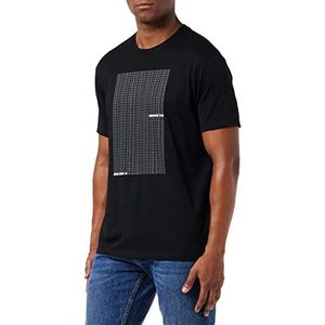 Armani Exchange Heren ronde hals, logo patroon op de voorkant T-shirt, zwart, extra klein
