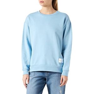 Armani Exchange Sweatshirt met lange mouwen voor dames, embossed logo, ronde hals, glacier, L