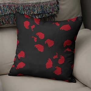 BonaMaison Decoratieve Kussensloop, Rood Zwart Kussenhoezen Bank, Zitkussen, Decoratieve Kussenhoesjes, Kussensloop; Sofa, Slaapkamer, Kantoor, Auto 50x50 Cm - Ontworpen en vervaardigd in Turkije
