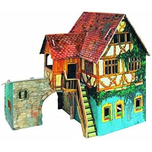 Umbum 284 19 x 13 x 17 cm Clever papier Middeleeuwse Town House with Boat 3D Puzzle