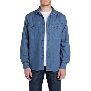 Replay heren overhemd, 009, medium blue., XS