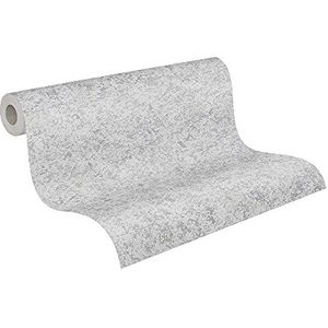 Uni Behang Attractive Vliesbehang 10.05 m x 0.53 m Grijs Zilver Gemaakt in duitsland A.S. Création 377722 3777-22