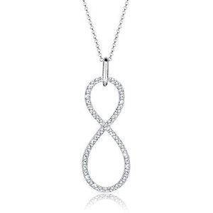 Elli Premium halsketting dames Infinity met kristal Endless in 925 sterling zilver, 70 cm, Facetgeslepen, Zonder