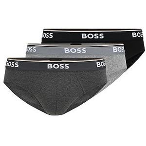 BOSS Heren Stretch Katoen 3 Pack Slips, Grijs/Houtskool/Zwart, XL