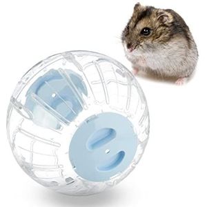 Relaxdays hamsterbal, Ø 18,5 cm, loopbal voor hamsters & muizen, kunststof, knaagdierspeelgoed, transparant/blauw