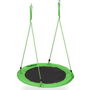 Relaxdays nestschommel, Ø 100 cm, kinderen & volwassenen, verstelbaar, tot 100 kg, ronde outdoorschommel, zwart/groen