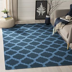 Safavieh Dhurrie tapijt, DHU623, vlakgeweven wol en katoen, blauw/donkerblauw, 120 x 180 cm