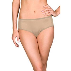 Shadowline Women's Plus Size Hidden Elastic Nylon Hipster Panty 3-Pack, Nude, 8