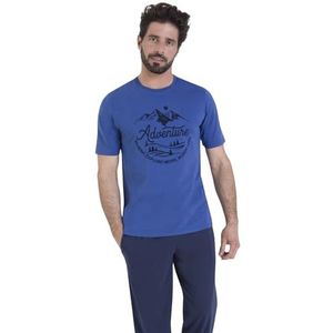 Athena Winter 7p95 pyjamaset, Superieur Blauw Kousen, S voor Heren, blauwe panty bovenaan, S