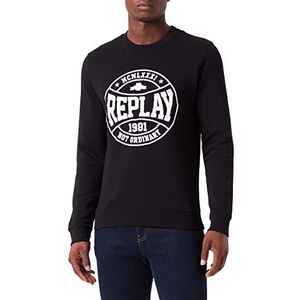 Replay Heren M6254 Sweatshirt, 098 Zwart, XS