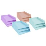 Exacompta 13496D brievenbakje van karton, 3 niveaus, pastelkleuren, 4 stuks