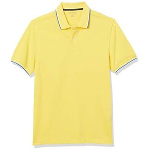 Amazon Essentials Men's Poloshirt van piqué-katoen met slanke pasvorm, Geel/Blauw/Wit, M