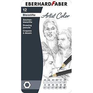 Eberhard Faber 516913 - Artist Color tekenpotloden, 12 verschillende hardheden, in metalen etui, voor schilderen, illustreren en tekenen