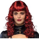Boland 85716 - Pruik Lady Steampunk, rood, lang haar met krullen, accessoires voor carnavalskostuums, themafeest