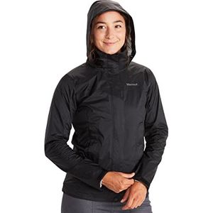 Marmot Dames Wm's PreCip Eco Jacket, Waterdicht regenjack, winddichte regenjas, ademend; opvouwbaar hardshell windjack, ideaal voor fiets- en wandeltochten, Black, S