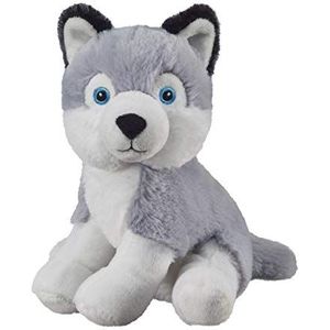 Bauer Spielwaren I Like My Planet - Husky: zachte pluche knuffeldier, gemaakt van gerecyclede PET-flessen, 100% gerecycled, zittend, 20 cm, grijs-wit (12926)