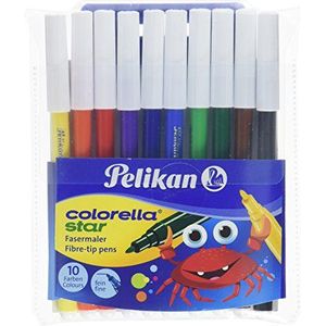 Pelikan Colorella® Star C 302/10 Fineliner fineliner (fijn, 10 kleuren, zwart, blauw, bruin, cyaan, groen, oranje, rood, paars, geel, ronde punt, meerkleurig, rond)