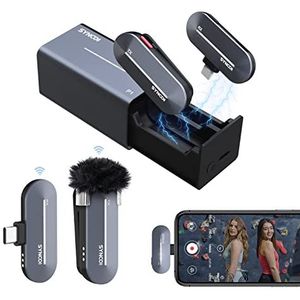 SYNCO Draadloze stropdasmicrofoon, type C, P1ST draadloze lavalier-microfoon 2,4 GHz met oplaadetui voor USB C telefoons en tablets, microfoon, stropdas, draadloos, smartphone