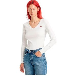 Levi's Long-Sleeve V-Neck Baby Tee T-shirt Vrouwen, White +, M