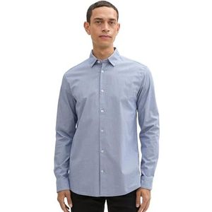 TOM TAILOR heren overhemd, 36041 - Blauw Wit Fine Check, S
